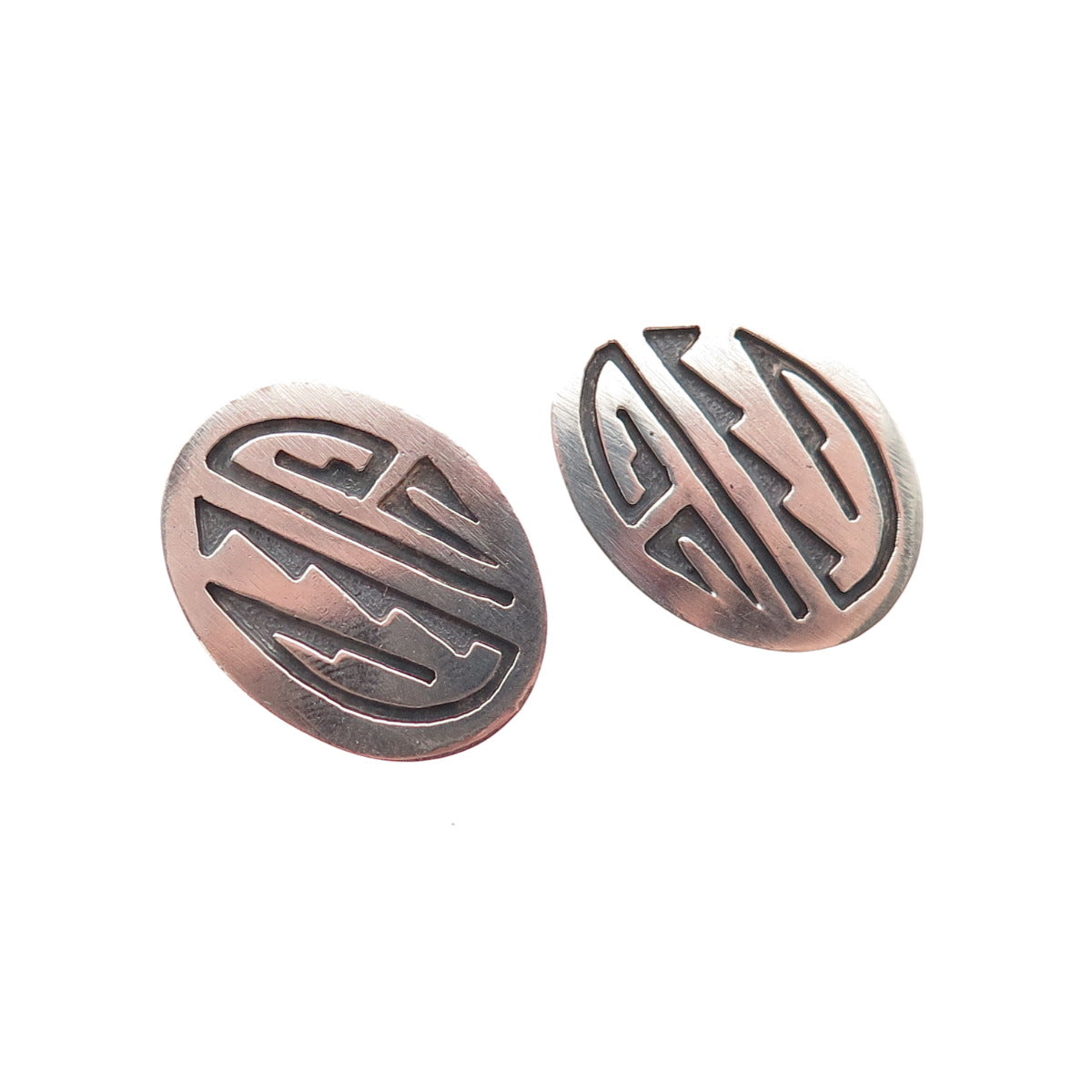 Old Pawn 925 Sterling Silver Vintage Southwestern Oxidized Tribal Earrings