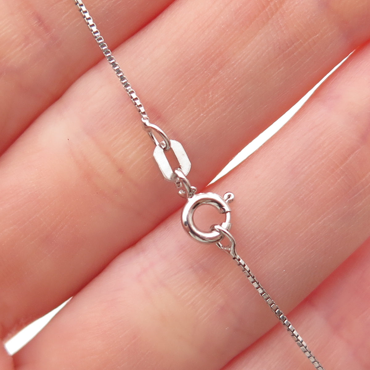 925 Sterling Silver Real Black & White Diamond Heart Box Chain Necklace 18"