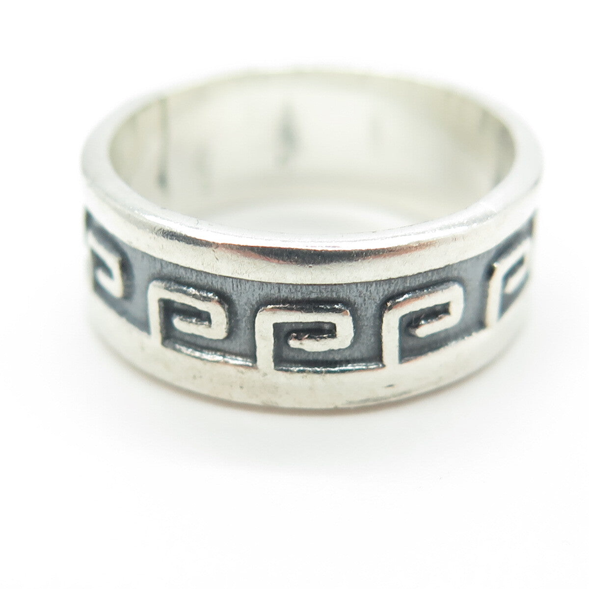 925 Sterling Silver Vintage Greek Key Band Ring Size 7.25