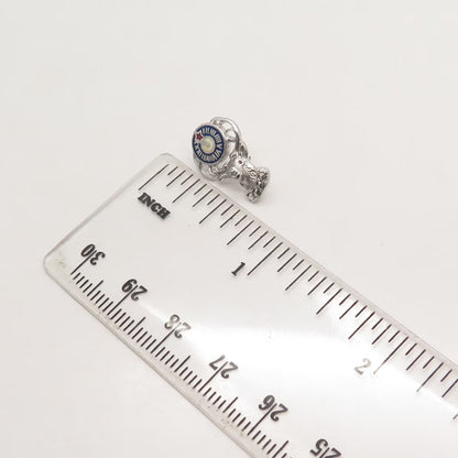 925 Sterling Silver Antique Marcasite Gem & Enamel Elks Member Emblem Lapel Pin