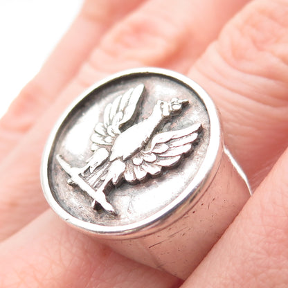 925 Sterling Silver Vintage Coat of Arms of Poland Signet Ring Size 11.5