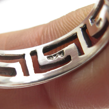 925 Sterling Silver Vintage Greek Maze Band Ring Size 8.75