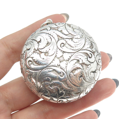 METALLURGIC ART Sterling Silver Antique Art Deco Engraved Floral Jewelry Box #64