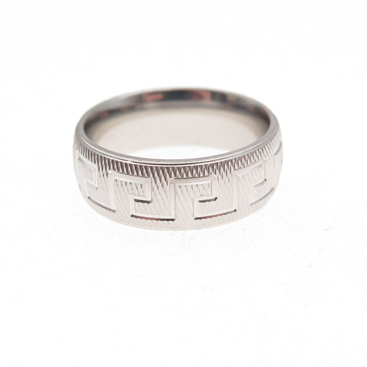 925 Sterling Silver Greek Key Band Ring Size 6.25