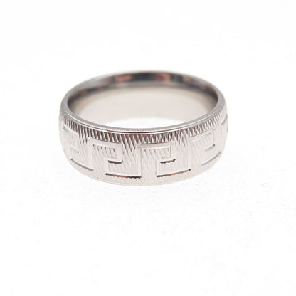 925 Sterling Silver Greek Key Band Ring Size 6.25