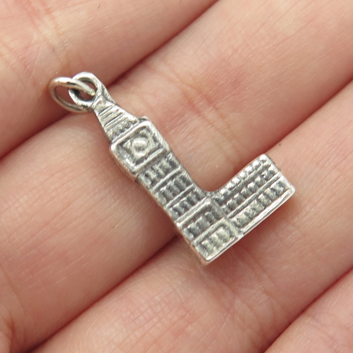 925 Sterling Silver Vintage Big Ben Tower Charm Pendant