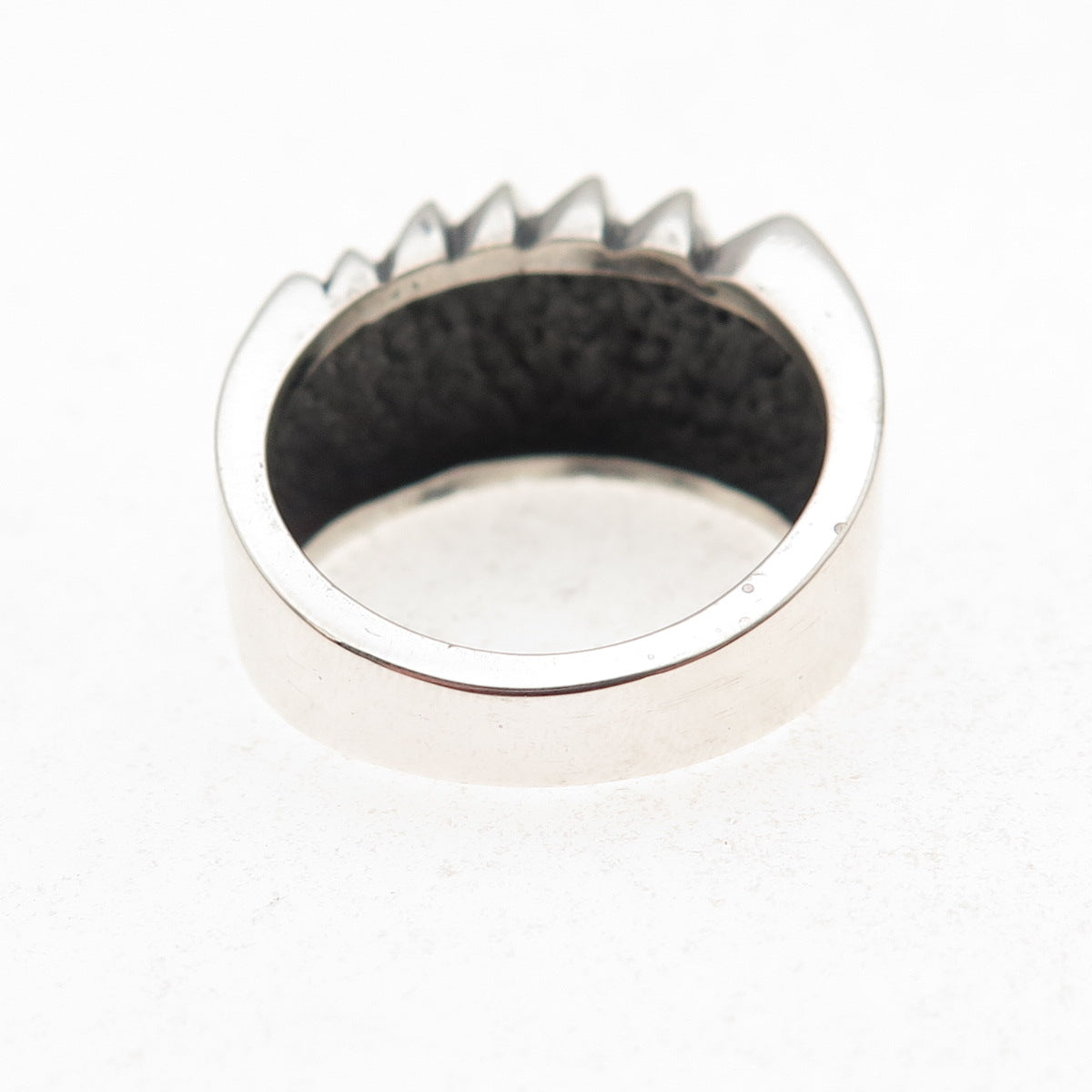 925 Sterling Silver Vintage Modernist Oxidized Ring Size 7.5