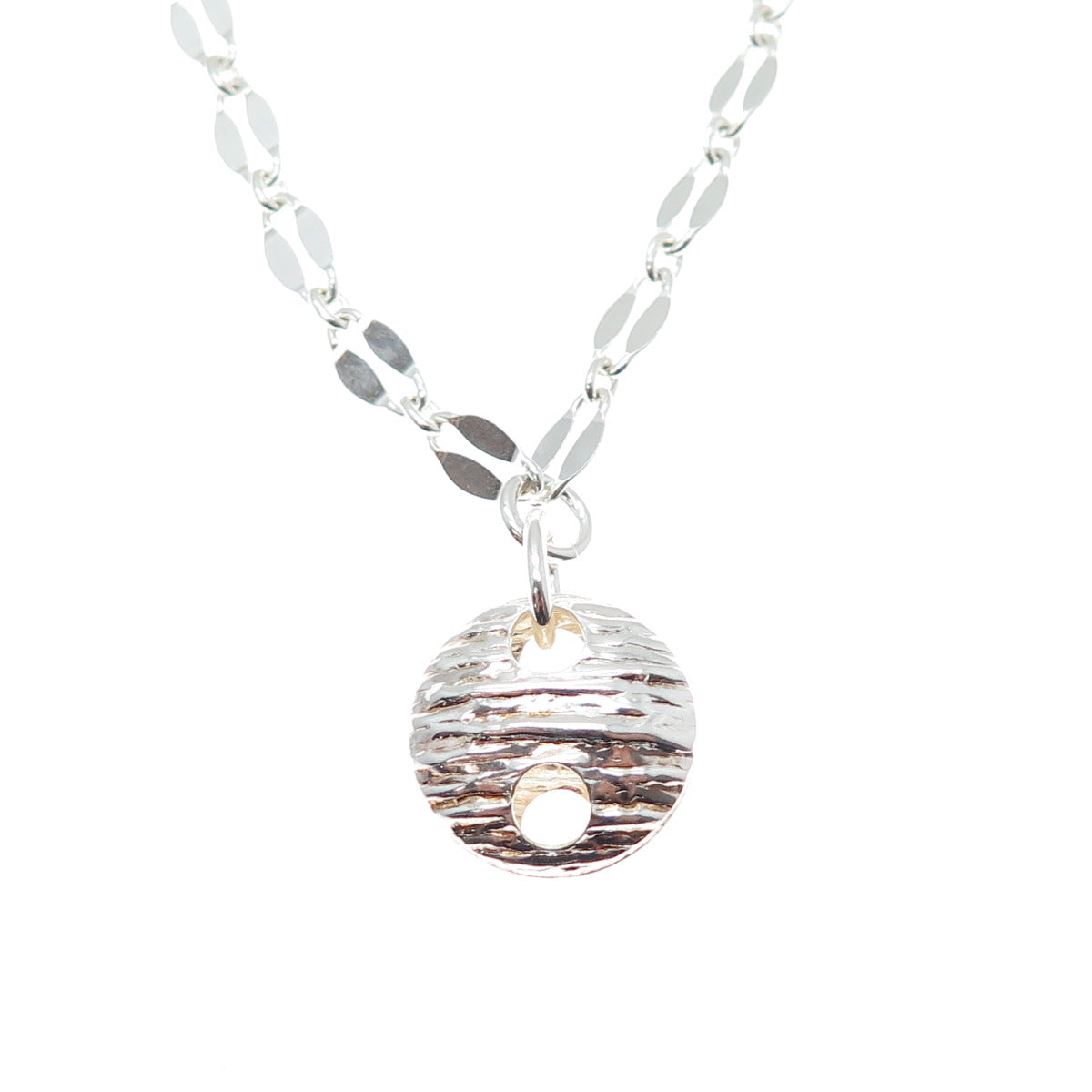 925 Sterling Silver Vintage Round Anchor Coffee Bean Chain Necklace 16"