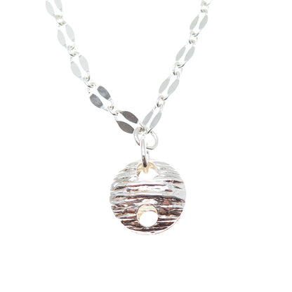 925 Sterling Silver Vintage Round Anchor Coffee Bean Chain Necklace 16"