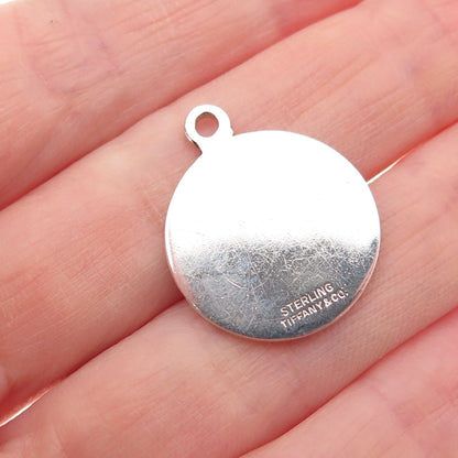 TIFFANY & CO. 925 Sterling Silver Vintage Engraved Round Tag Charm Pendant
