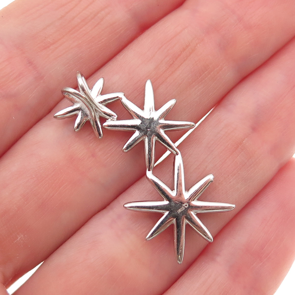 925 Sterling Silver Round-Cut C Z Starburst Slide Charm Pendant