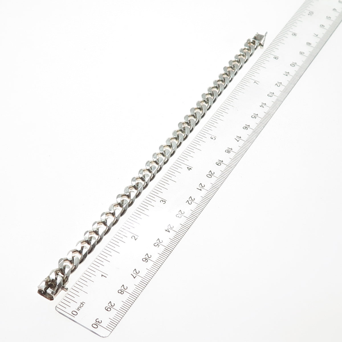 925 Sterling Silver Vintage Spain Cuban Link Bracelet 7.75"