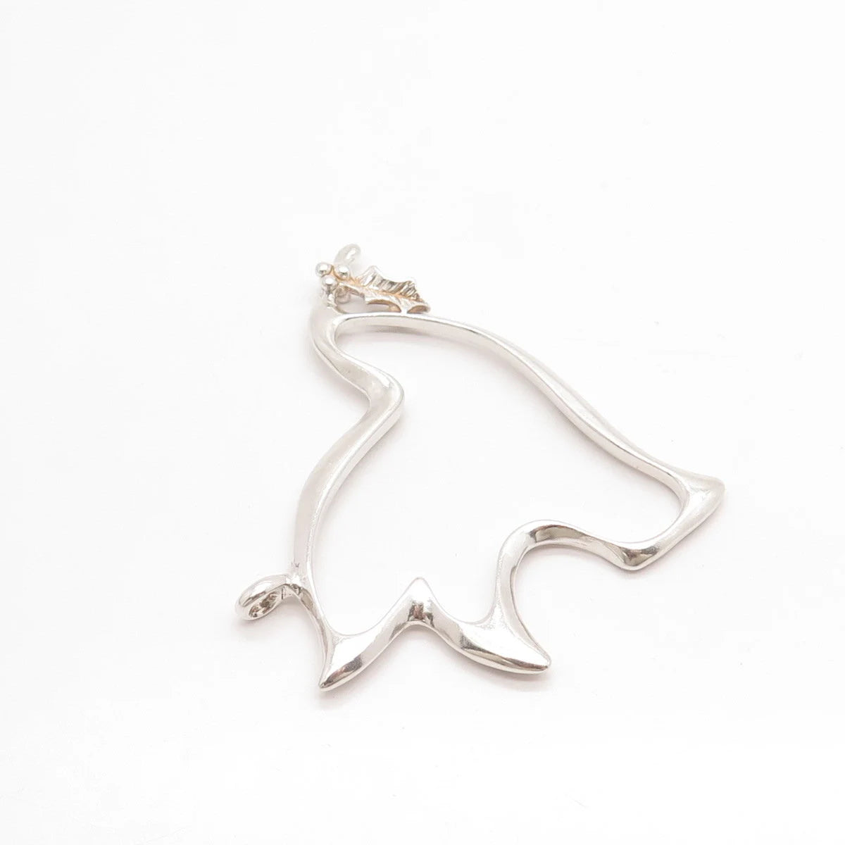 925 Sterling Silver Vintage LUNT Leaf Accent Modernist Pendant