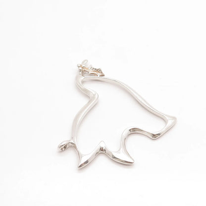 925 Sterling Silver Vintage LUNT Leaf Accent Modernist Pendant