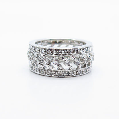 925 Sterling Silver Pave C Z Ring Size 7.5