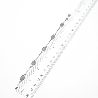 925 Sterling Silver Round-Cut Shaped C Z Bar Link Bracelet 7"