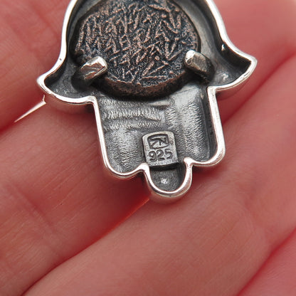 Alexander Wolfe Sterling Vintage High Priest Yonatan Coin Hamsa Slide Pendant