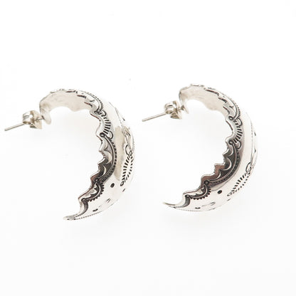 Old Pawn 925 Sterling Silver Vintage Southwestern Oxidized Tribal Earrings