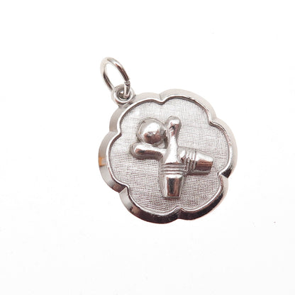 925 Sterling Silver Vintage Bowling Ball & Pins Mini Charm Pendant