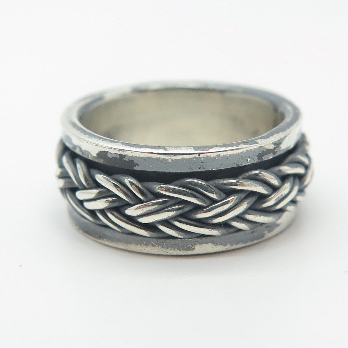 925 Sterling Silver Vintage Rotating Braided Band Ring Size 7.75
