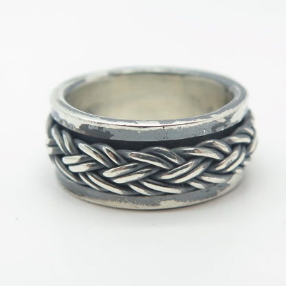925 Sterling Silver Vintage Rotating Braided Band Ring Size 7.75