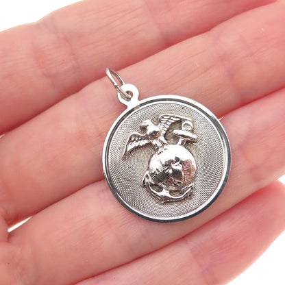 Town & Country 925 Sterling Silver Antique WWII US Marine Corps Charm Pendant