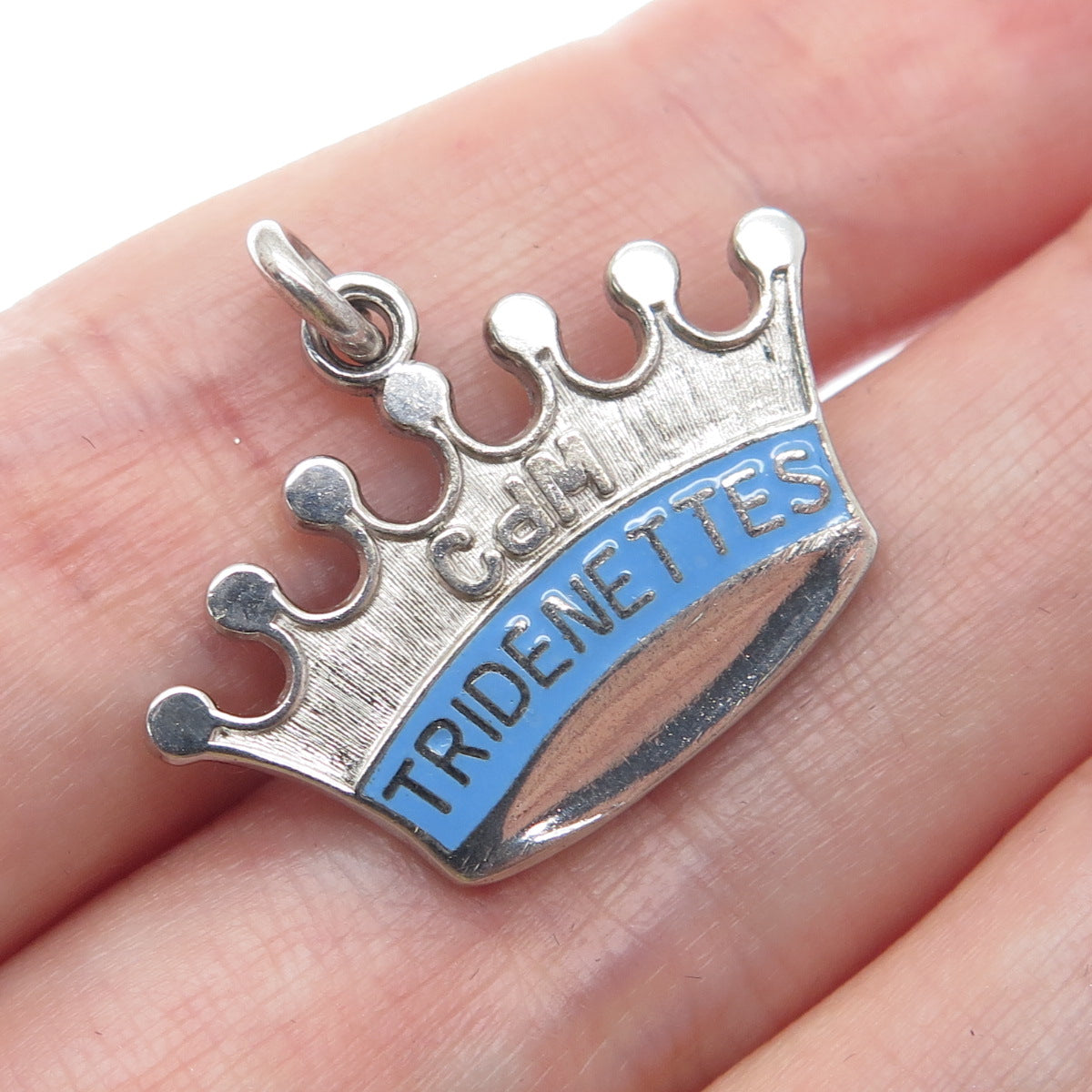 925 Sterling Silver Vintage Enamel CdM Tridenettes Charm Pendant