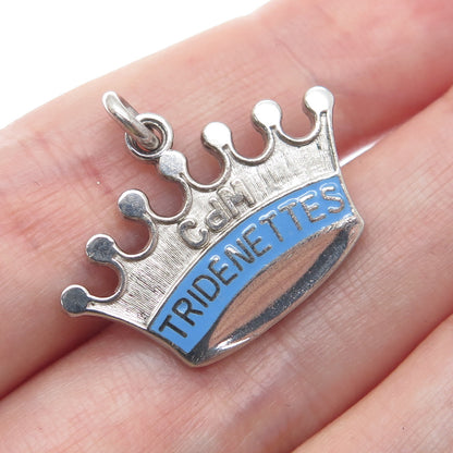 925 Sterling Silver Vintage Enamel CdM Tridenettes Charm Pendant