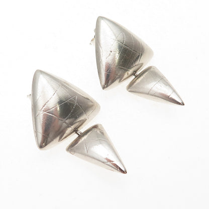 925 Sterling Silver Vintage Modernist Triangle Dangle Earrings
