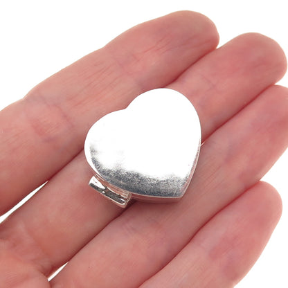 925 Sterling Silver Vintage Engraved Heart Pill / Snuff Box