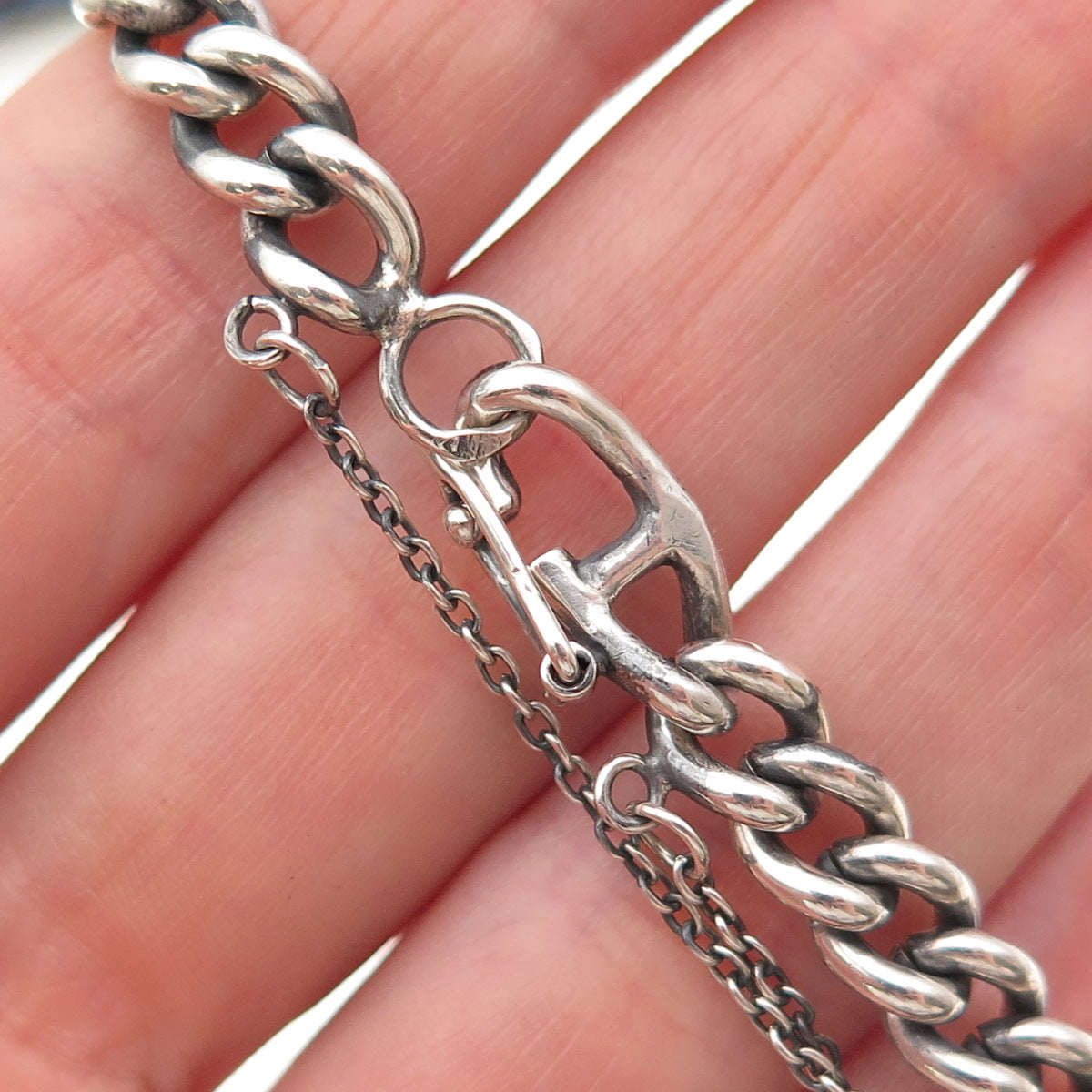 Warmet 916 Silver Vintage Poland Curb Link Oxidized Bracelet 7.5"