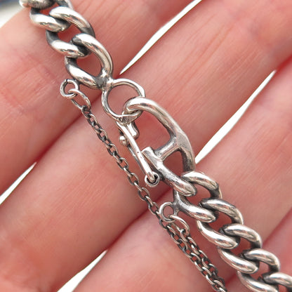 Warmet 916 Silver Vintage Poland Curb Link Oxidized Bracelet 7.5"