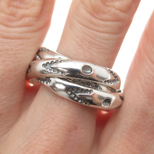925 Sterling Silver Vintage Arrow Interlocked Trinity Band Ring Size 10.25
