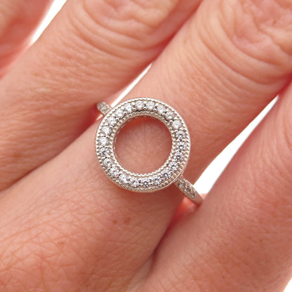 Pandora 925 Sterling Silver Round-Cut C Z Hearts of Pandora Halo Ring Size 7.5