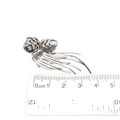 Wells 925 Sterling Silver Vintage Pine Cone Floral Pin Brooch