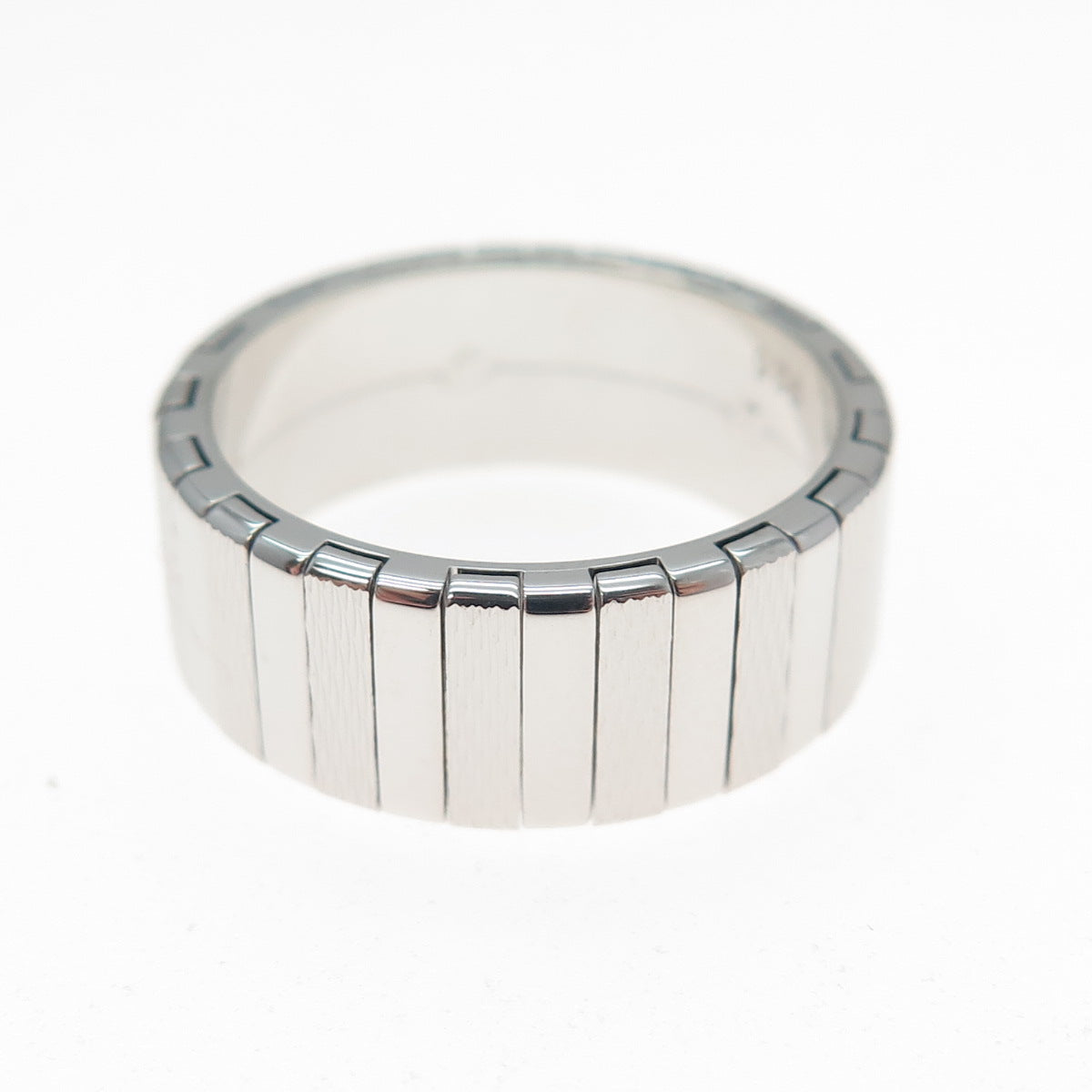 NEOS 925 Sterling Silver Textured Ribbed Band Ring Size 8.25
