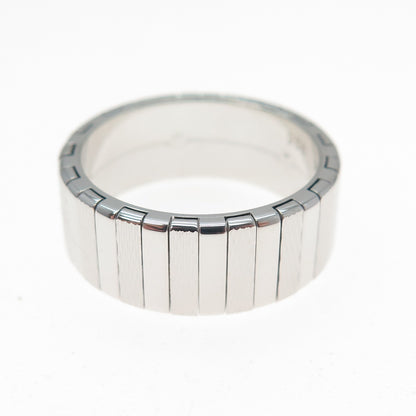 NEOS 925 Sterling Silver Textured Ribbed Band Ring Size 8.25