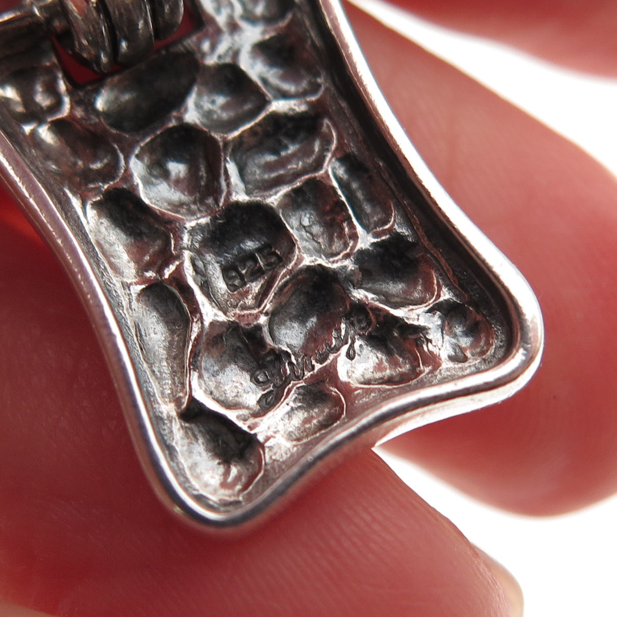 LINAJE 925 Sterling Silver Vintage Modernist Oxidized Charm Pendant