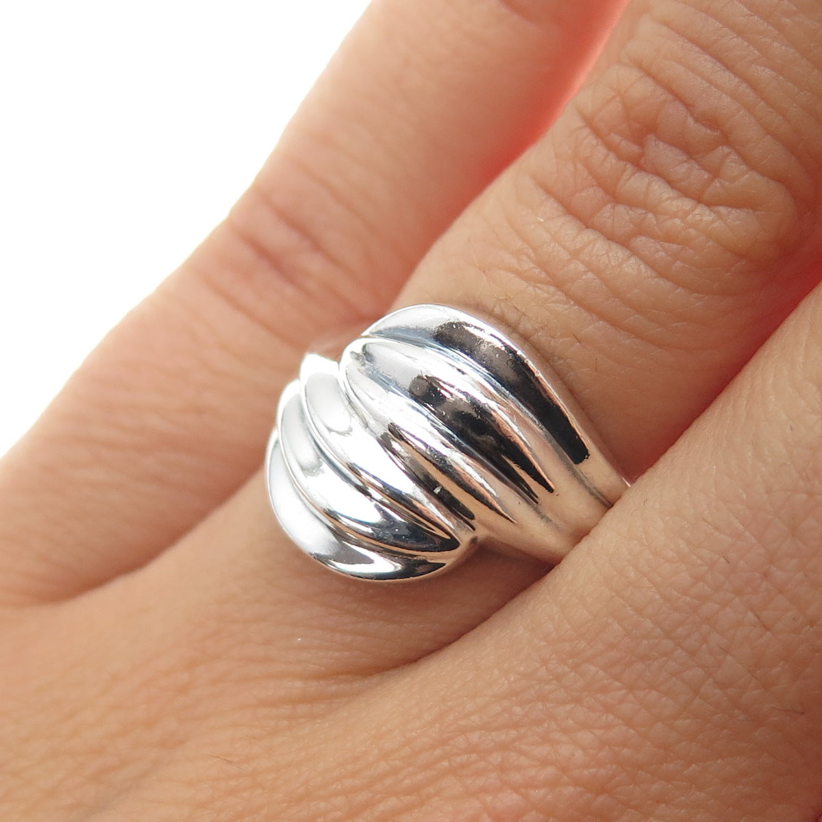 925 Sterling Silver Vintage Modernist Bypass Ring Size 6