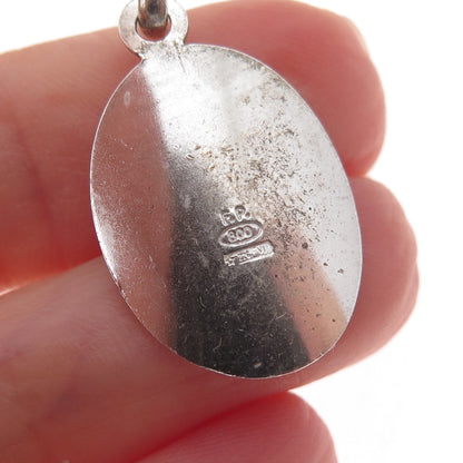 800 Silver Antique Art Deco Italy Enamel Virgin Mary Charm Pendant