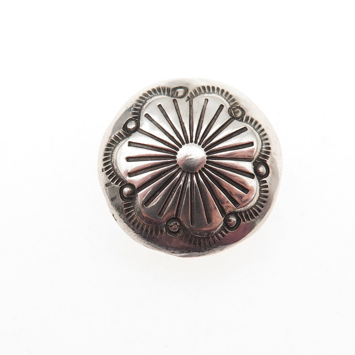 Old Pawn Sterling Silver Vintage Southwestern Floral Concho Tribal Clip Button