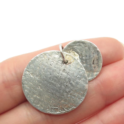 925 Sterling Silver Vintage Textured Chinese Character Round Pendant