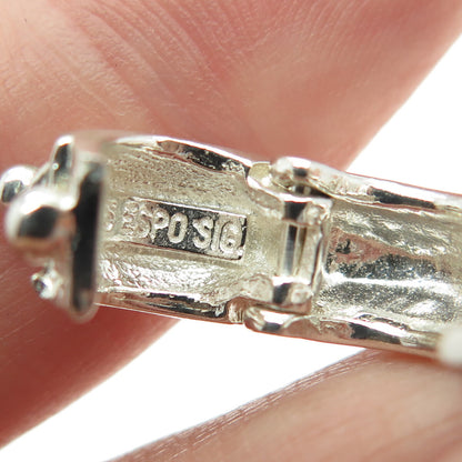 J. ESPOSITO 925 Sterling Silver Vintage Real Amber Modernist Pendant