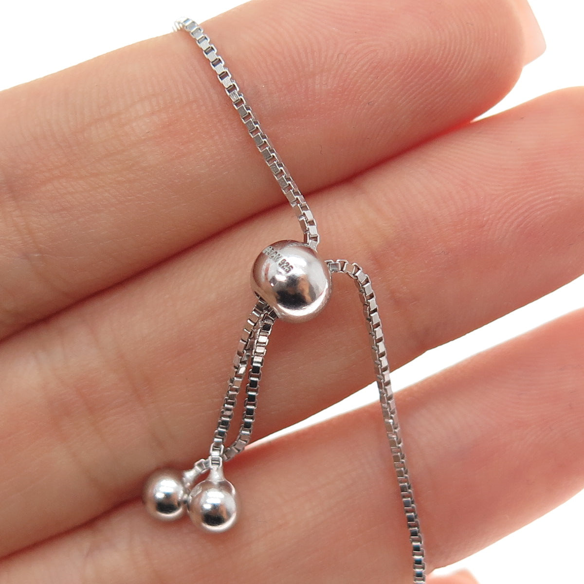 925 Sterling Silver Round-Cut C Z Tennis Link Adjustable Bolo Bracelet 6-8.25"