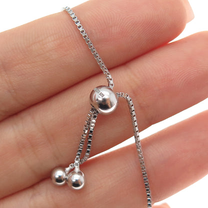 925 Sterling Silver Round-Cut C Z Tennis Link Adjustable Bolo Bracelet 6-8.25"