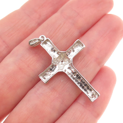 Chuck Clemency 925 Sterling Silver Real Round-Cut Diamond Cross Charm Pendant