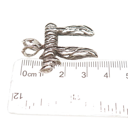 925 Sterling Silver Vintage Chai Judaica Oxidized Slide Charm Pendant