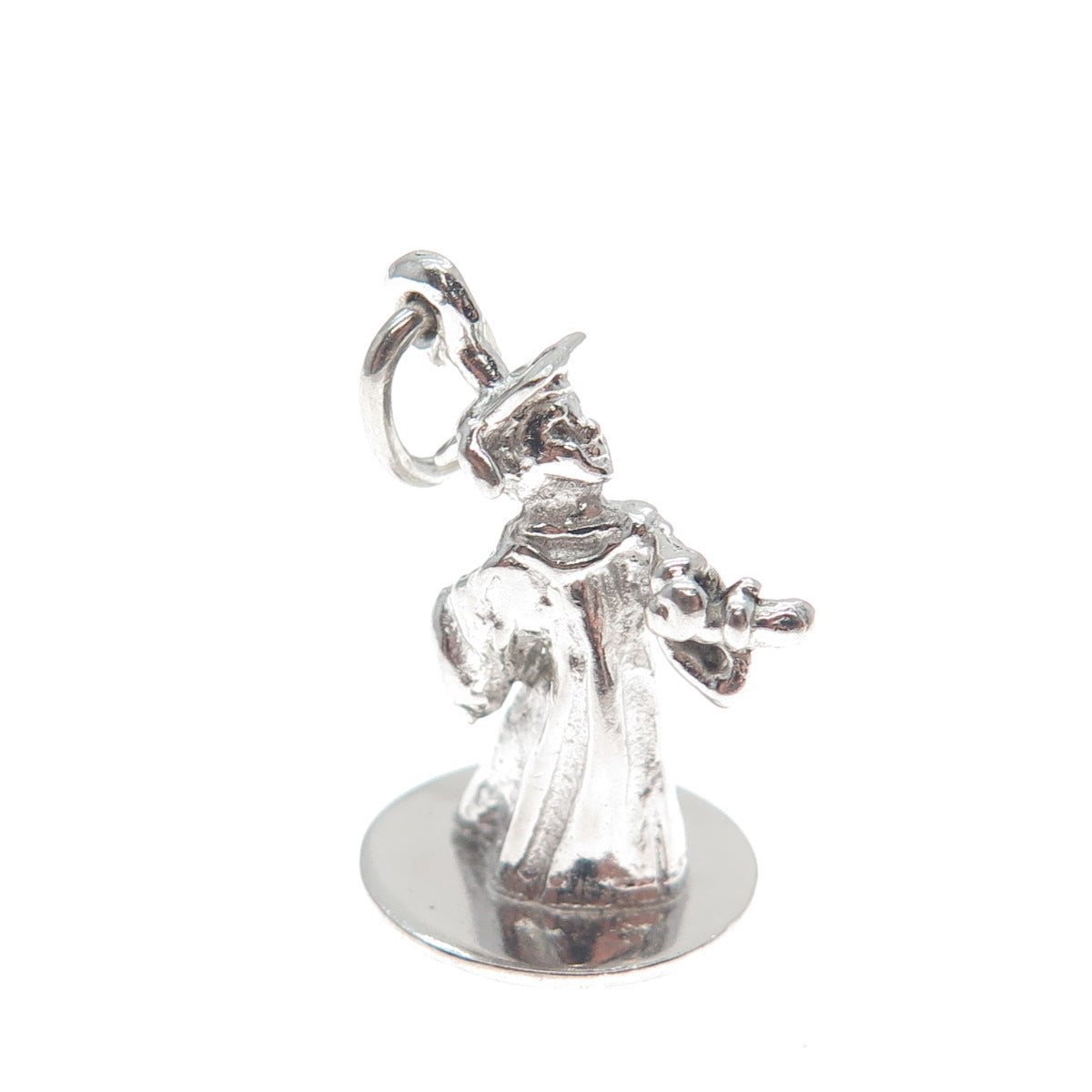 925 Sterling Silver Vintage Graduate Boy Minimalist 3D Charm Pendant