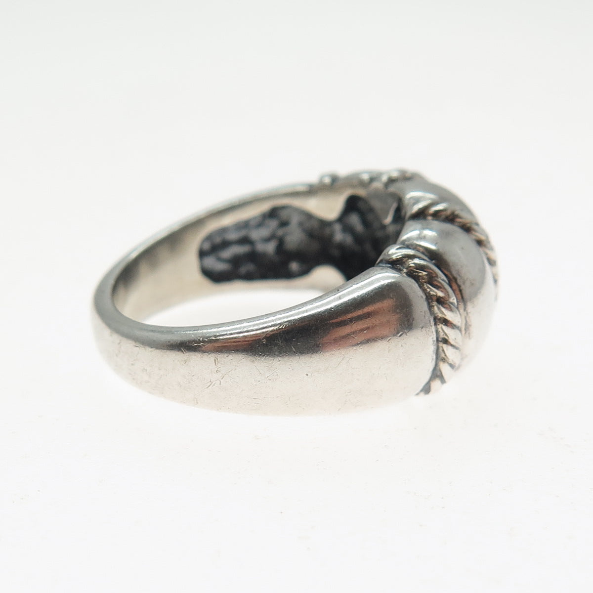 KABANA 925 Sterling Silver Vintage Modernist Ribbed Dome Ring Size 6