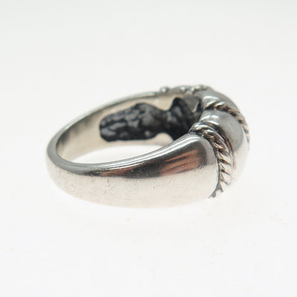 KABANA 925 Sterling Silver Vintage Modernist Ribbed Dome Ring Size 6